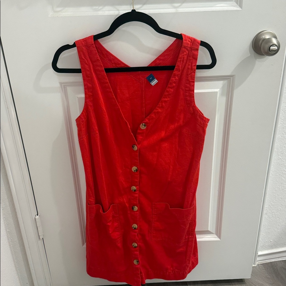 Old Navy Vibrant Red V-Neck Dress